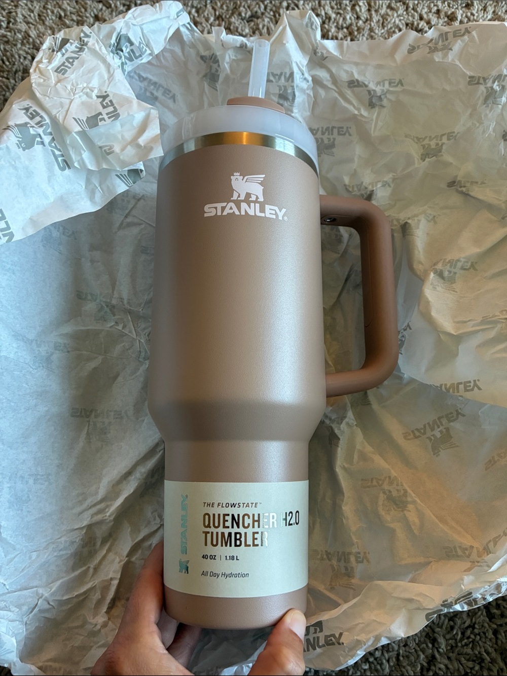 Stanley Brown Quencher 40 oz Tumbler with Handle and Straw